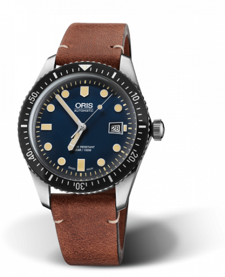 Oris Diver 65, Blue Dial, 42mm, Leatherstrap Brown Ballerina