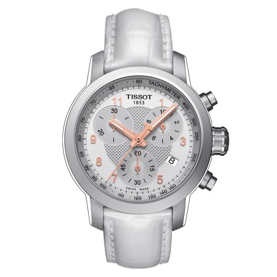Tissot Prc 200 Chronograph Lady (Leather, White) Arabic