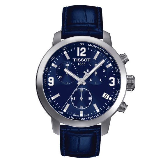 Tissot Prc 200 Chronograph (Leather, Blue) Arabic And Indexes