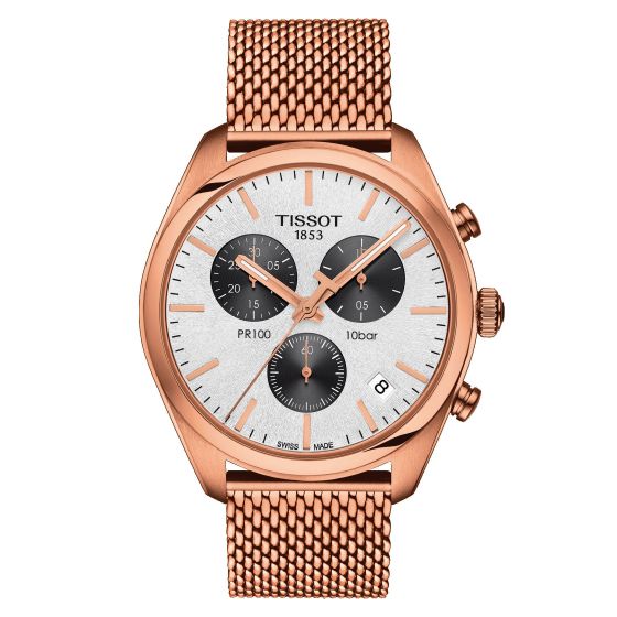 Tissot Pr 100 Chronograph (Stainless Steel, Rose Gold 5N) Indexes