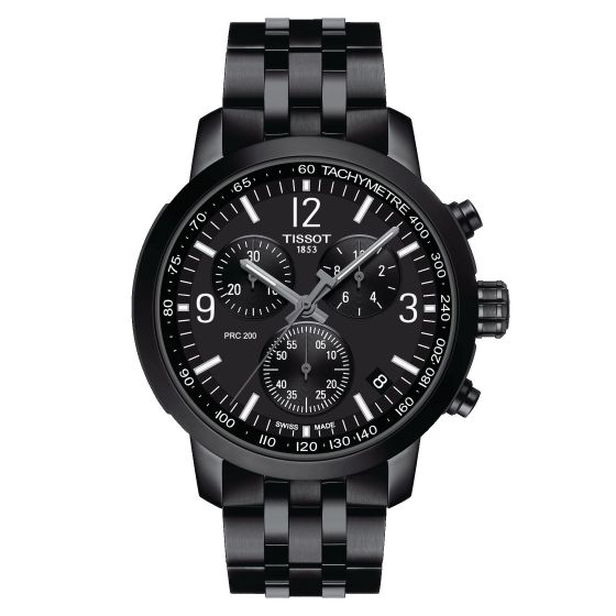 TISSOT PRC 200 ブラック ステンレス TISSOT PRC 200 42MM CHRONO SS Black Dial Men's Watch