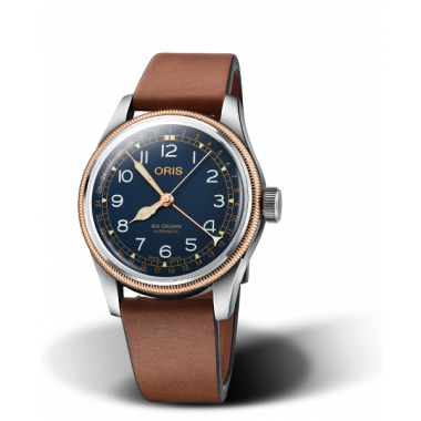 Oris Big Crown Pointer Date, 40mm, Red Dial, Leatherstrap Brown